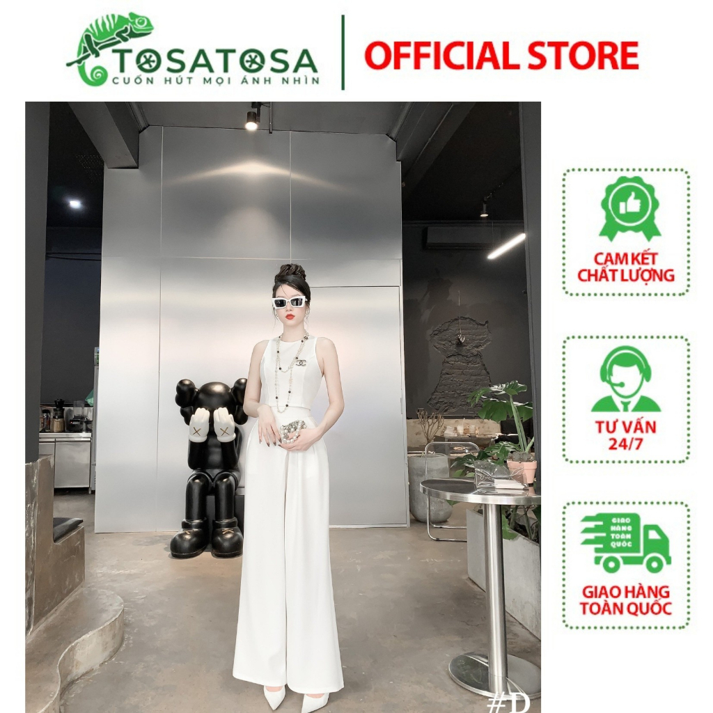 Set Bộ Áo crop Phối Quần Vạt Lệch Chất Cát Hàn Nhập Khẩu Cao Cấp - TOSATOSA