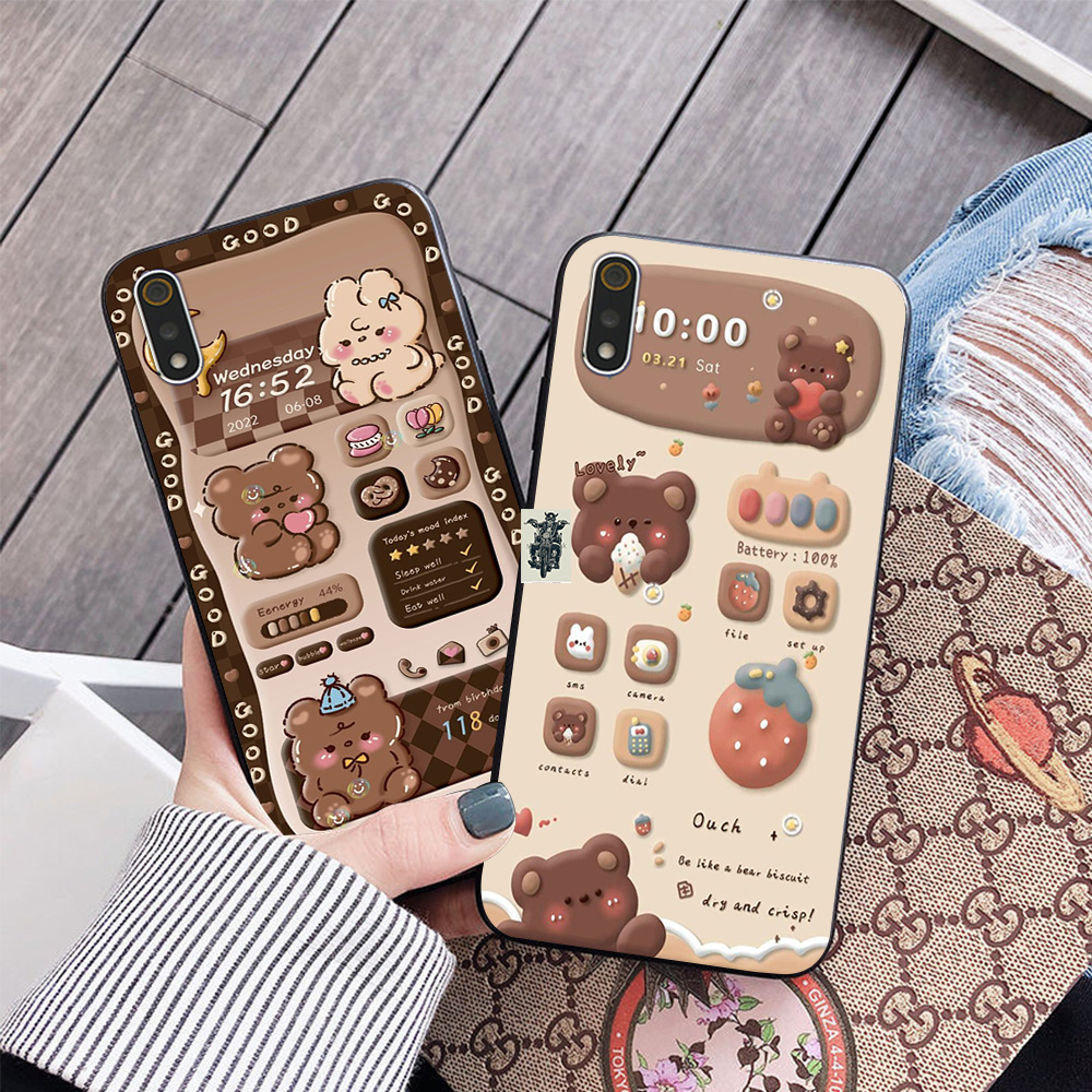 Ốp lưng xiaomi redmi 7a / redmi 8a / redmi 9a in hình gấu nâu  cute họa tiết.in hình ngày tháng giờ