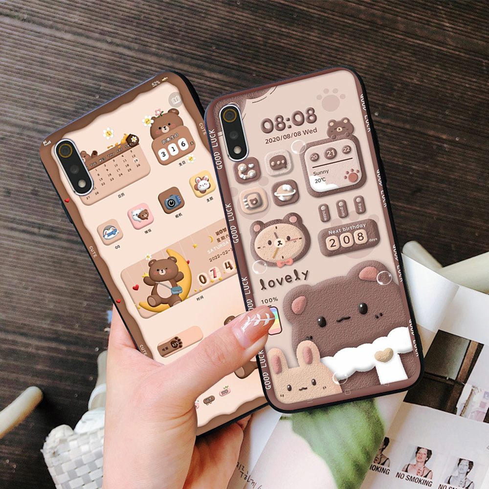 Ốp lưng xiaomi redmi 7a / redmi 8a / redmi 9a in hình gấu nâu  cute họa tiết.in hình ngày tháng giờ