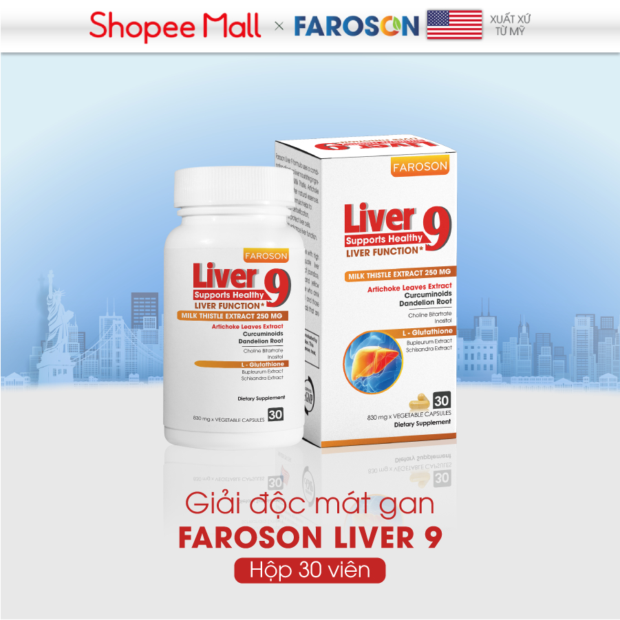 Giải độc gan mát gan Faroson Liver 9 hộp 30 viên