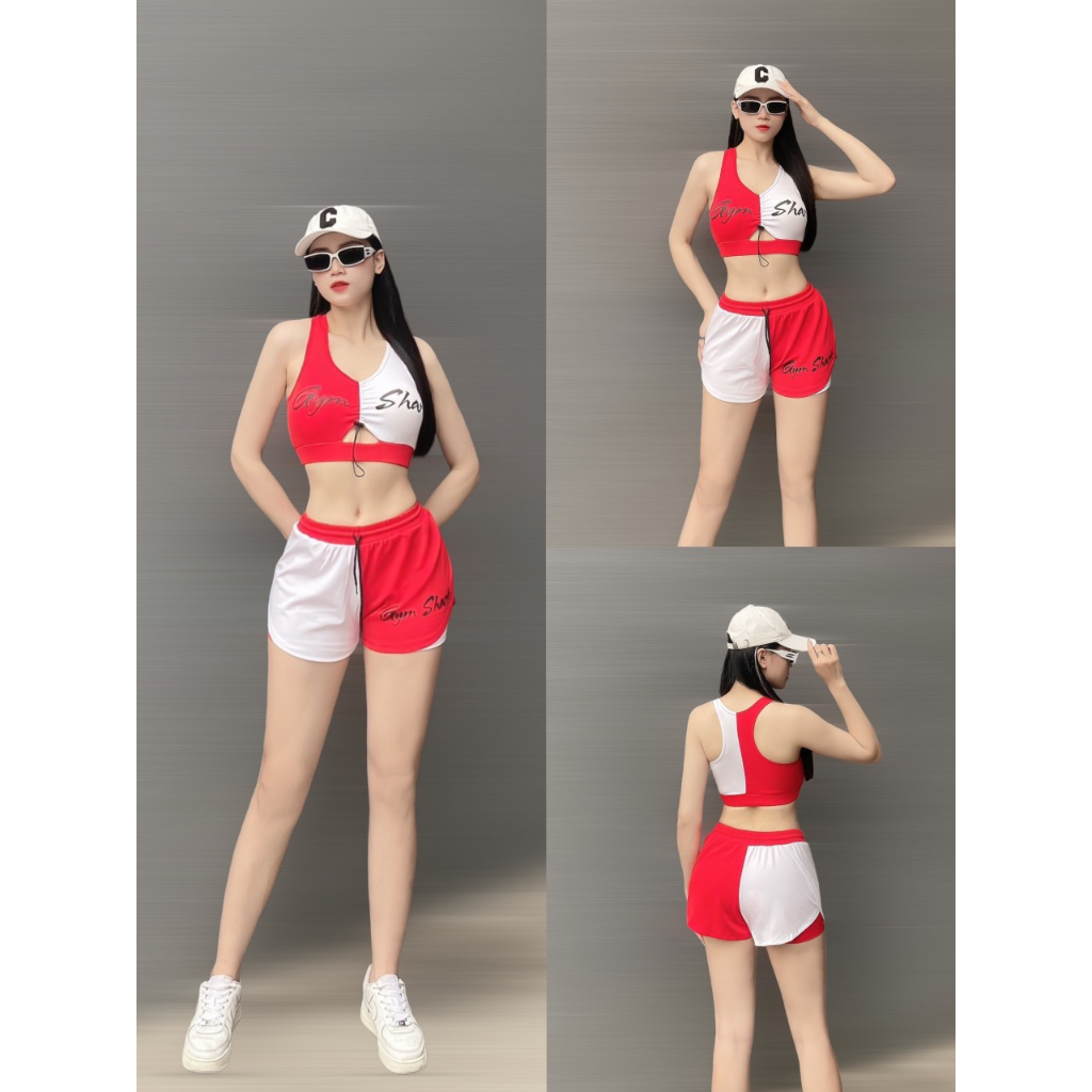 Sét bộ thể thao áo Bra, quần sooc Gym Shark trẻ trung, năng động, cá tính