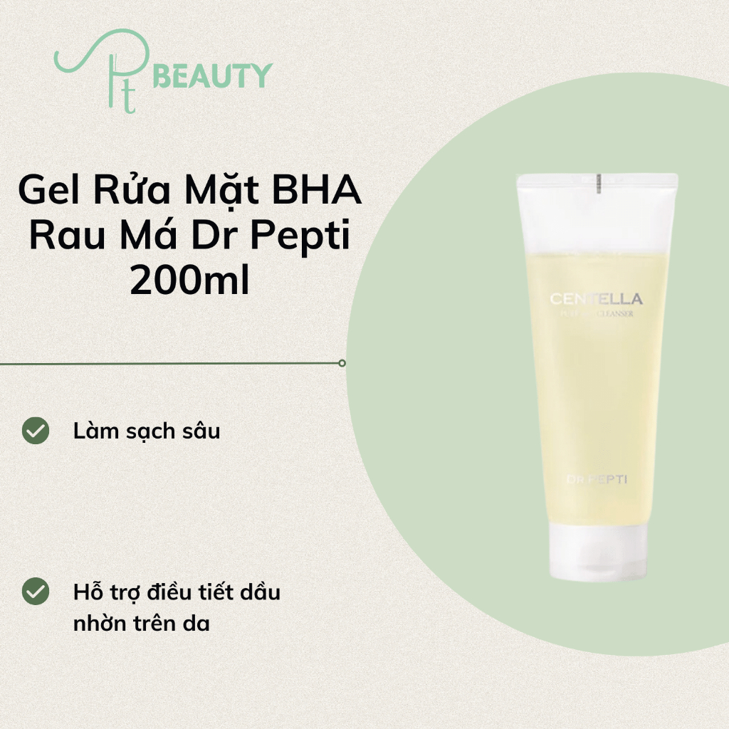 Gel Rửa Mặt BHA Rau Má Dr Pepti 200ml