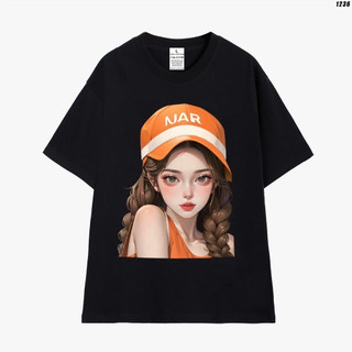 Cao cấp - Áo thun oversize hình cô gái xinh đẹp áo phông unisex tay lỡ