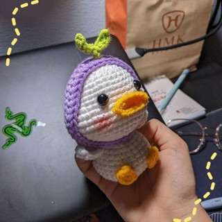 Móc khoá vịt trùm đầu len handmade
