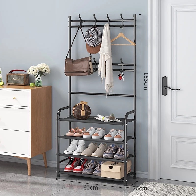 Kệ để giày dép chữ L 2 màu, Có Móc Treo Quần Áo Vừa Tiện Lợi Vừa Sang Trọng, Chất liệu thép chịu lực tốt