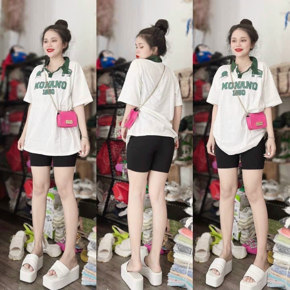 Đồ bộ nữ_bộ ngố cao cấp áo phông cổ bẻ in chữ,4 màu siêu cưng dễ mặc