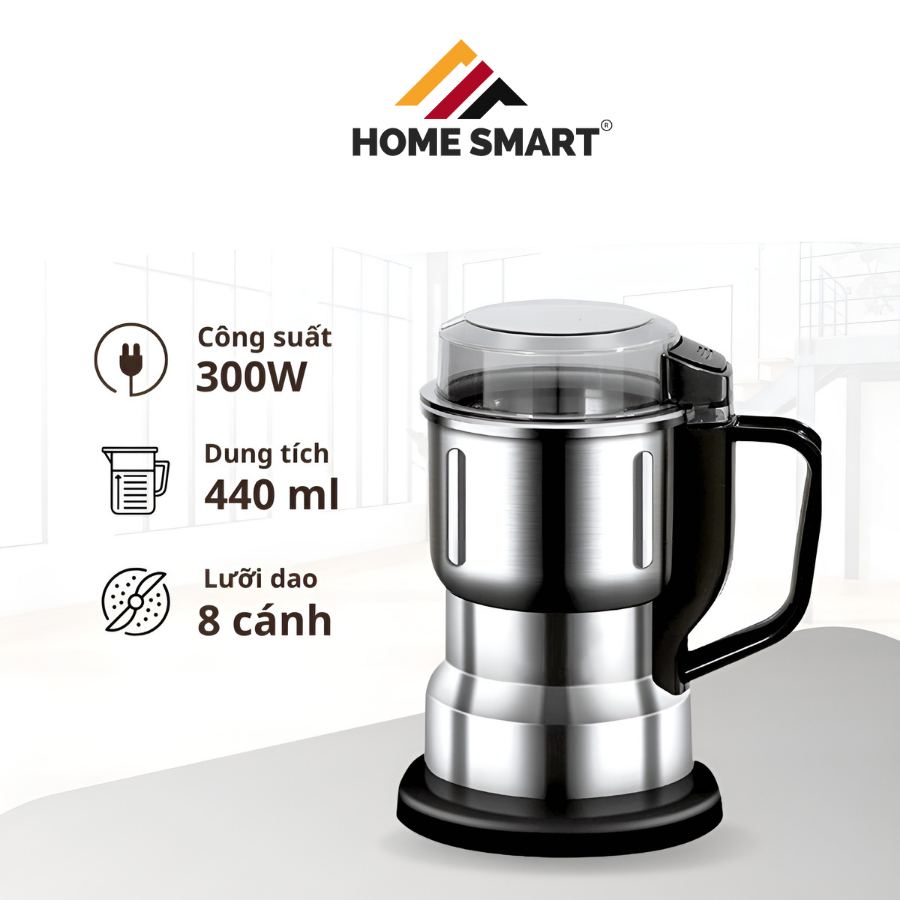 Máy xay hạt khô, xay bột, gia vị cà phê đa năng,công suất 300w,6 lưỡi dao cực bén, chất liệu cối inox, bảo hành 12 tháng