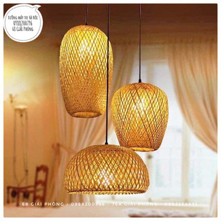 Đèn tre tròn 2 lớp, đèn treo, đèn lồng mây tre đan trang trí khách sạn nhà hàng quán cafe nhà hàng