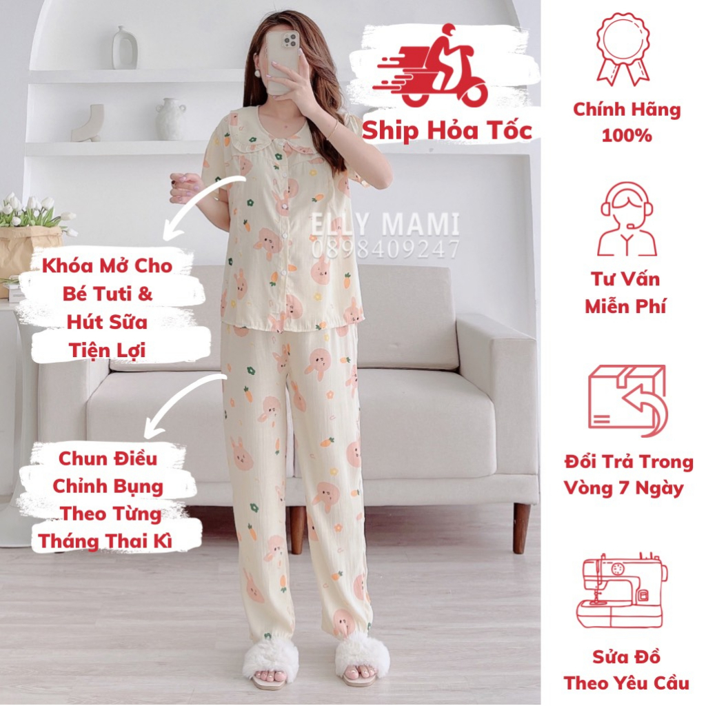 ( 40kg - 85kg ) Đồ Bộ Bầu Và Sau Sinh Tay Ngắn , Quần Dài Form Dễ Mặc , Siêu Mát Nhẹ Tênh ( Kèm Video + Ảnh Thật )