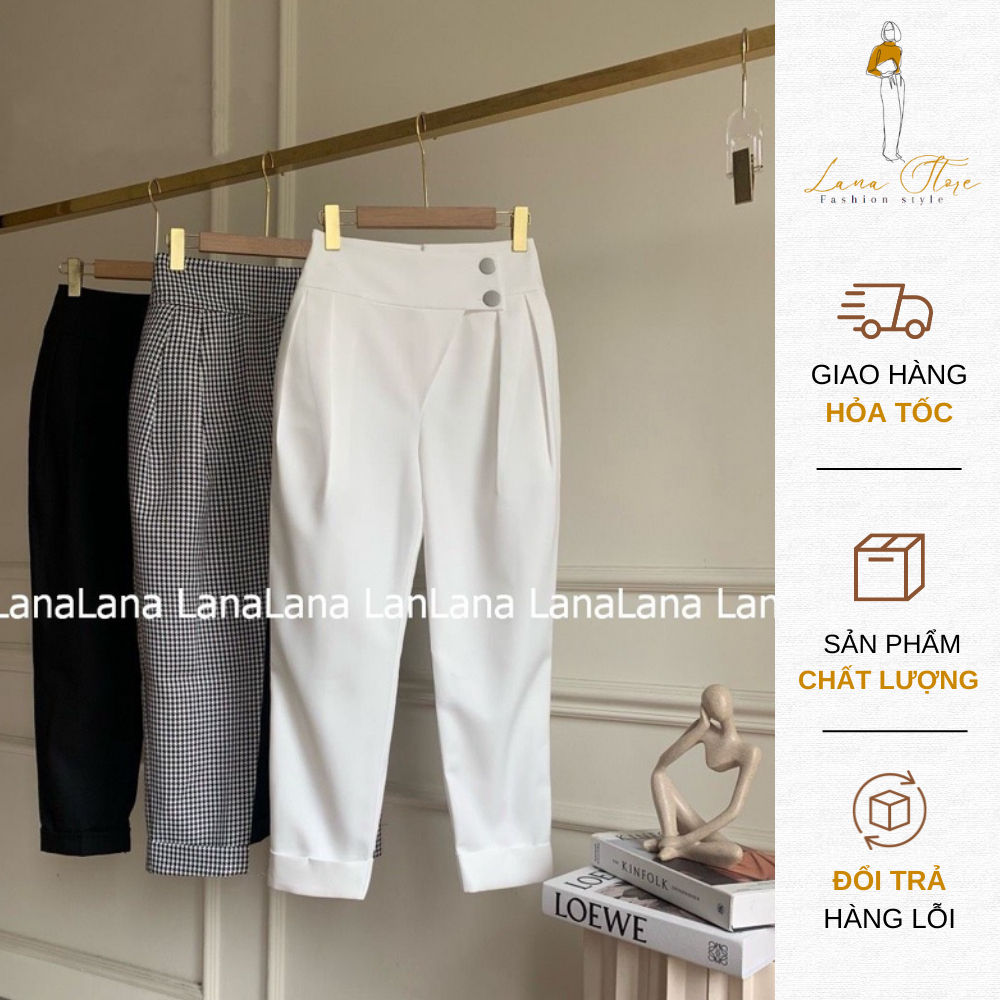 Quần tây nữ dáng baggy khoá chéo vải trượt Hàn Quốc chống nhăn, co giãn 2 chiều thoải mái phù hợp chị em công sở