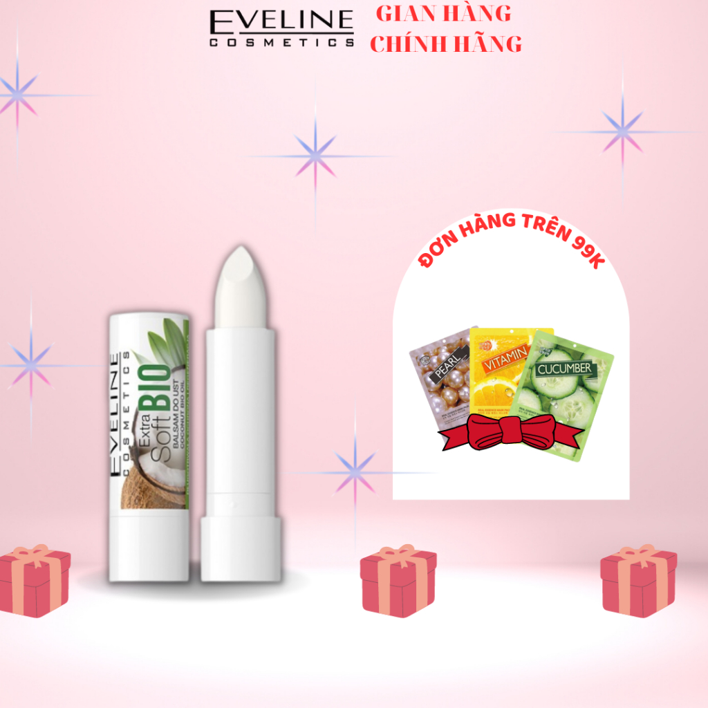 Son dưỡng Eveline Extrasoft Bio dưỡng ẩm môi hương dừa 4g