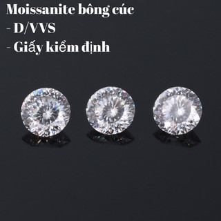 Kim Moissanite bông cúc 8ly/9ly + giấy