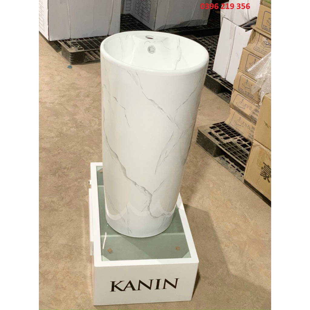 Chậu lavabo đứng trắng vân đá-chậu dương bàn
