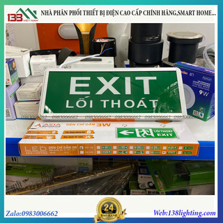 Đèn exit thoát hiểm , lối thoát 1 mặt , 2 mặt