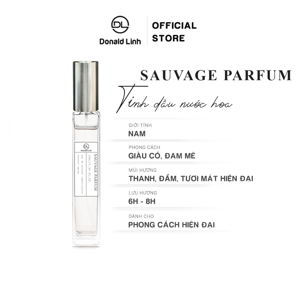Tinh Dầu Nước Hoa Nam Donald Linh Sauvage Parfum Sang Trọng Hiện Đại 10ml