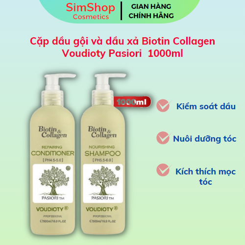 Cặp dầu gội và xả Biotin Collagen màu xanh lá Kiểm soát dầu, cân bằng PH  Simshop102