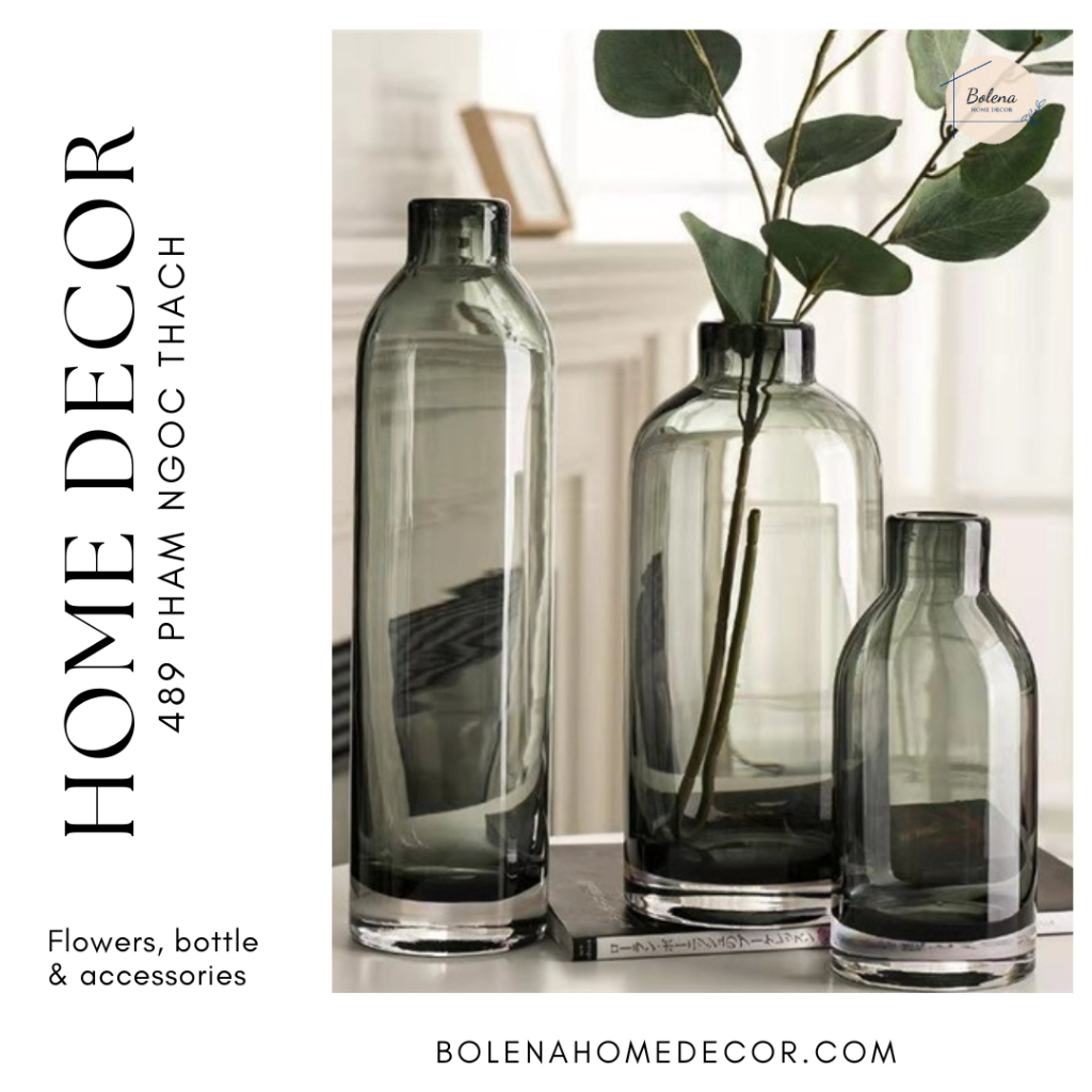 Bình thủy tinh – Lọ thủy tinh màu cổ lọ nhiều kích thước dùng để cắm hoa, trang trí decor nhà cửa, bàn ăn