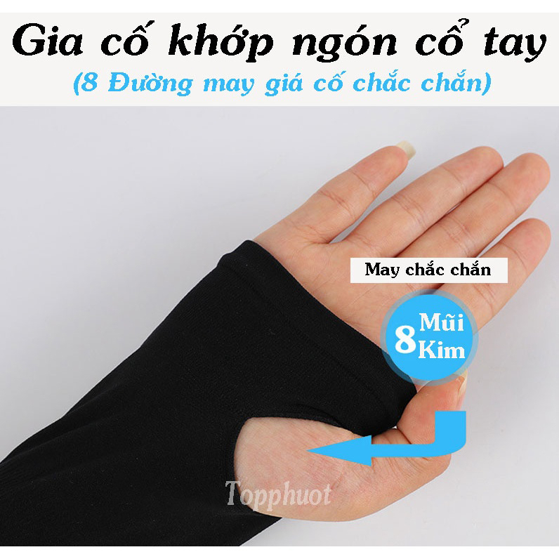 Găng Tay Chống Nắng xỏ ngón thời trang Chống Tia UV Full Box