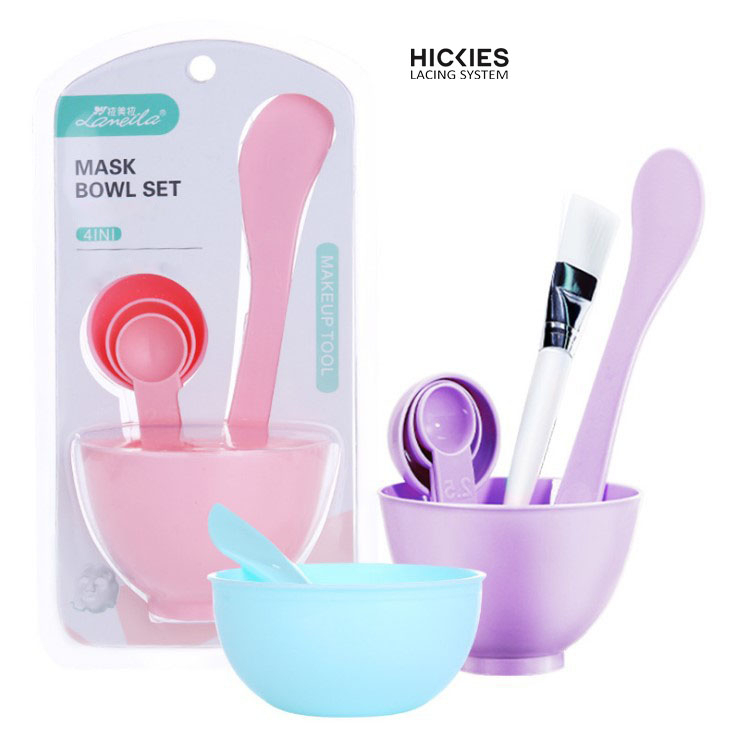 Bộ dụng cụ trộn đắp mặt nạ 6 món: 3 thìa + 1 bát + 1 chổi + 1 que trộn chăm sóc da mặt - hickies lacing system