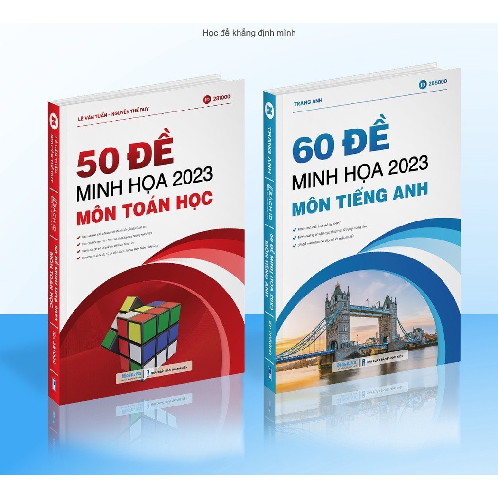Combo 2 sách luyện đề thpt quốc gia môn toán và tiếng anh, bộ đề minh hoạ trắc nghiệm 2023
