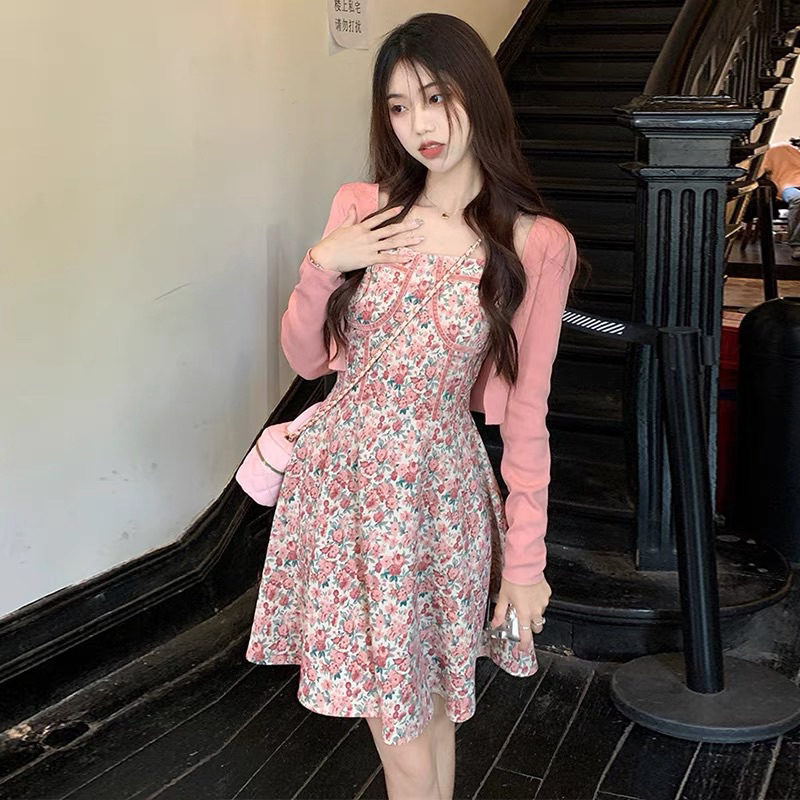 [NEW]SET VÁY HOA 2S CHUN LƯNG MIX CADIGAN LEN”SULI” hàng Quảng Châu