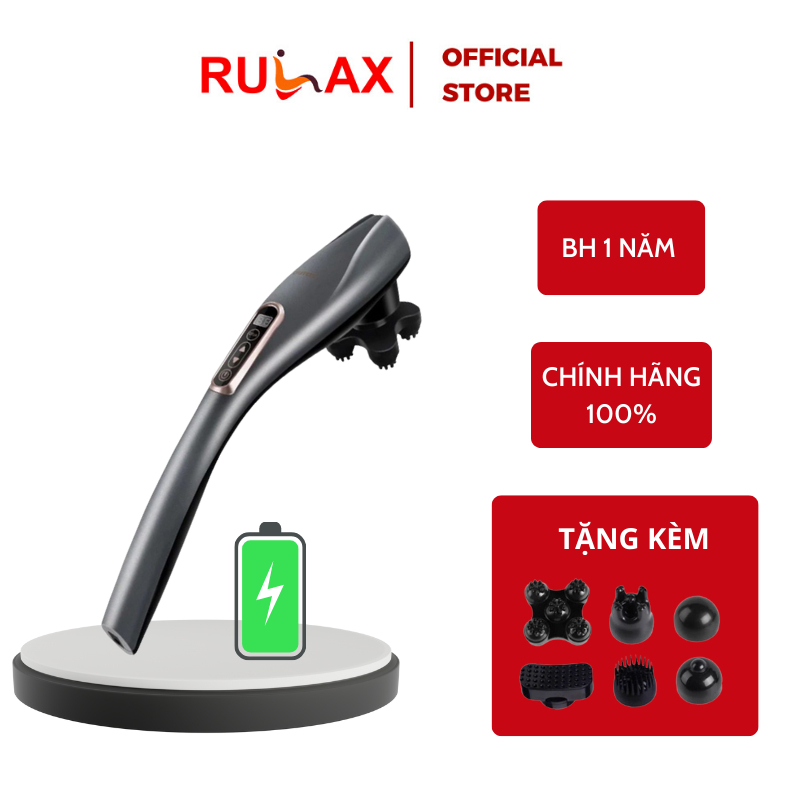 Máy Đấm Lưng Cầm Tay Không Dây Sạc Pin RULAX, 6 Đầu Massage Đa Năng Phiên Bản Cao Cấp |BH 12 Tháng|