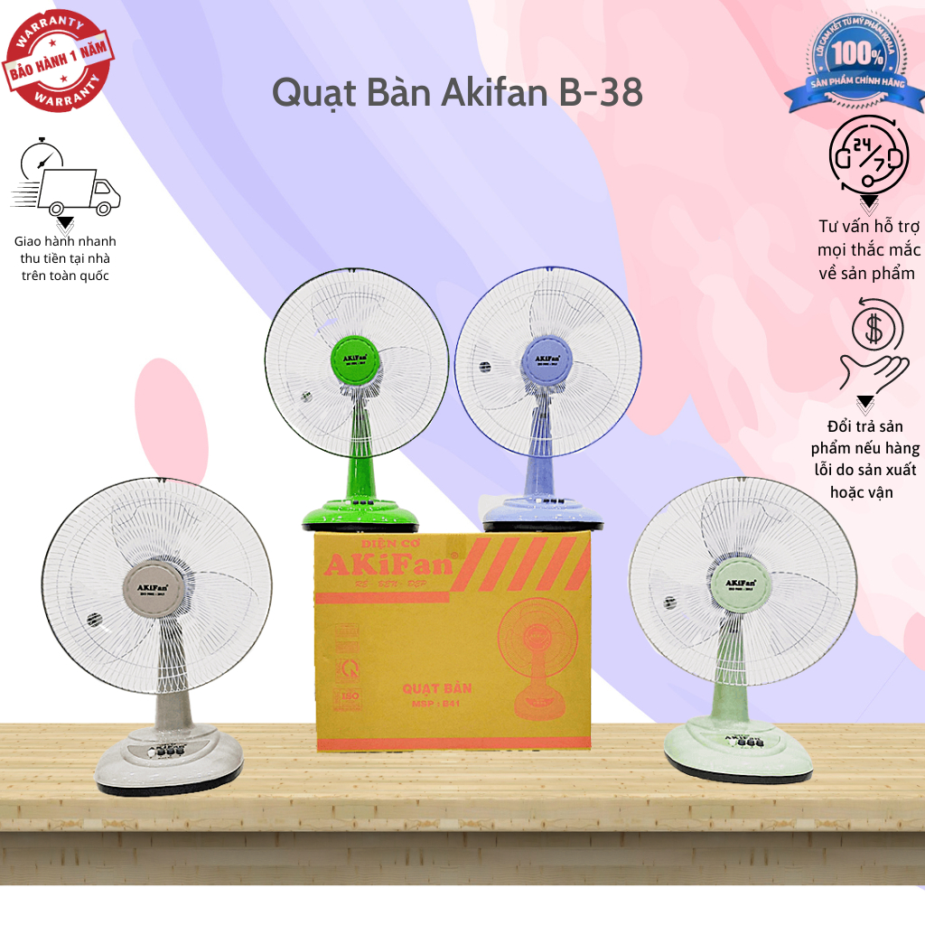 QUẠT BÀN AKIFAN B38 BẢO HÀNH ĐỘNG CƠ 24 THÁNG