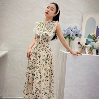 Váy voan hoa mio lady chất voan hoa nổi hai lớp thiết kế bèo phối tơ