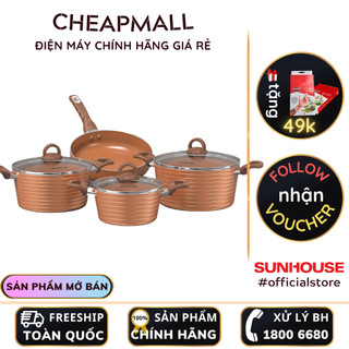 Bộ nồi chảo chống dính ceramic đáy từ Sunhouse SHG2004MCA - CheapMall