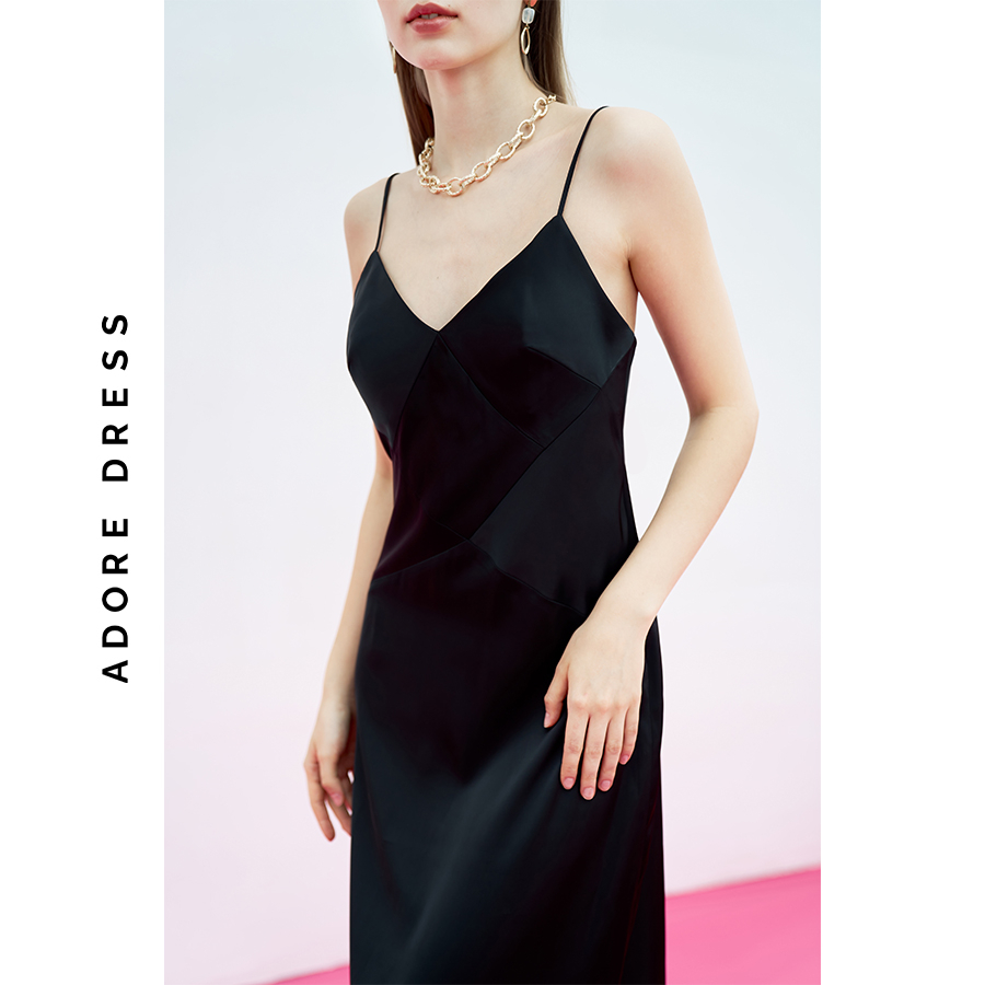 Đầm 2 dây Sleeveless dresses satin cắt xếp 313DR6003 màu ADORE DRESS