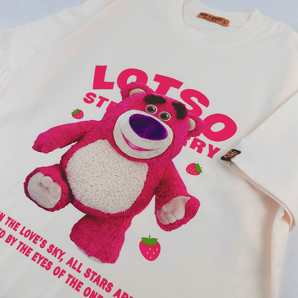 Áo thun tay lỡ cặp đôi HY KOREA Gấu Lotso Love's sky 1226 nam nữ form rộng