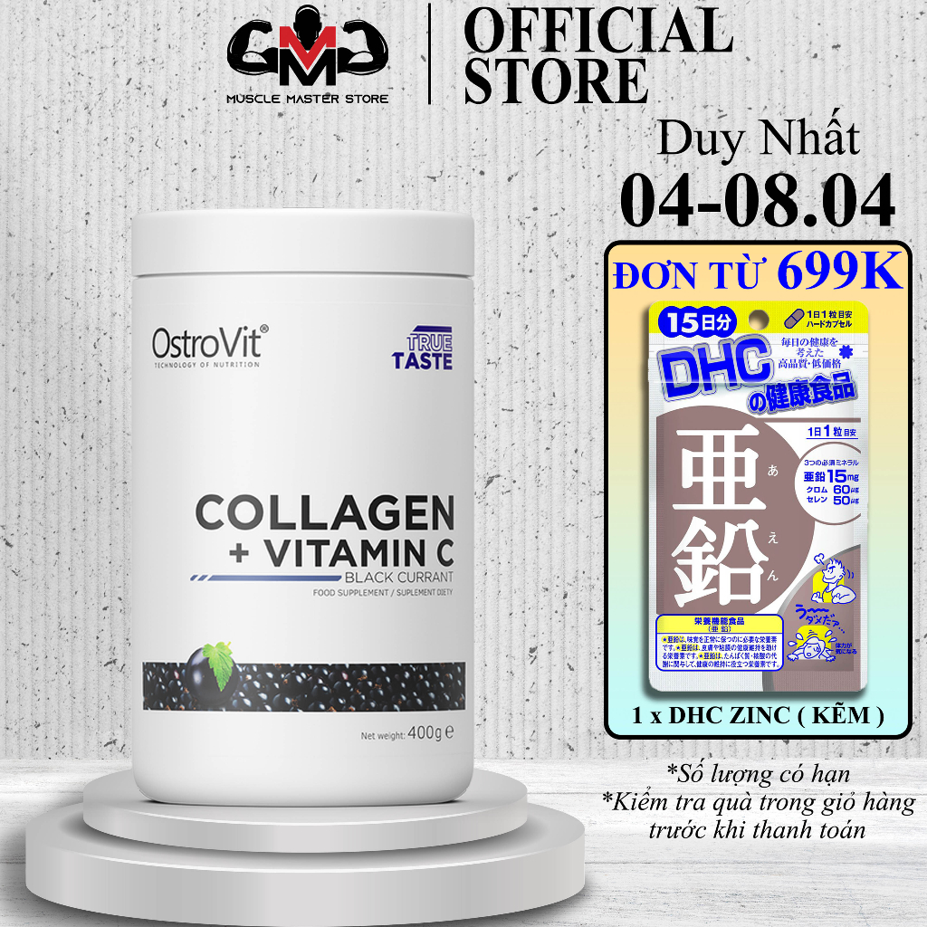 Thực Phẩm Bổ Sung Collagen Đẹp Da và Tóc Ostrovit Collagen + Vitamin C 400g