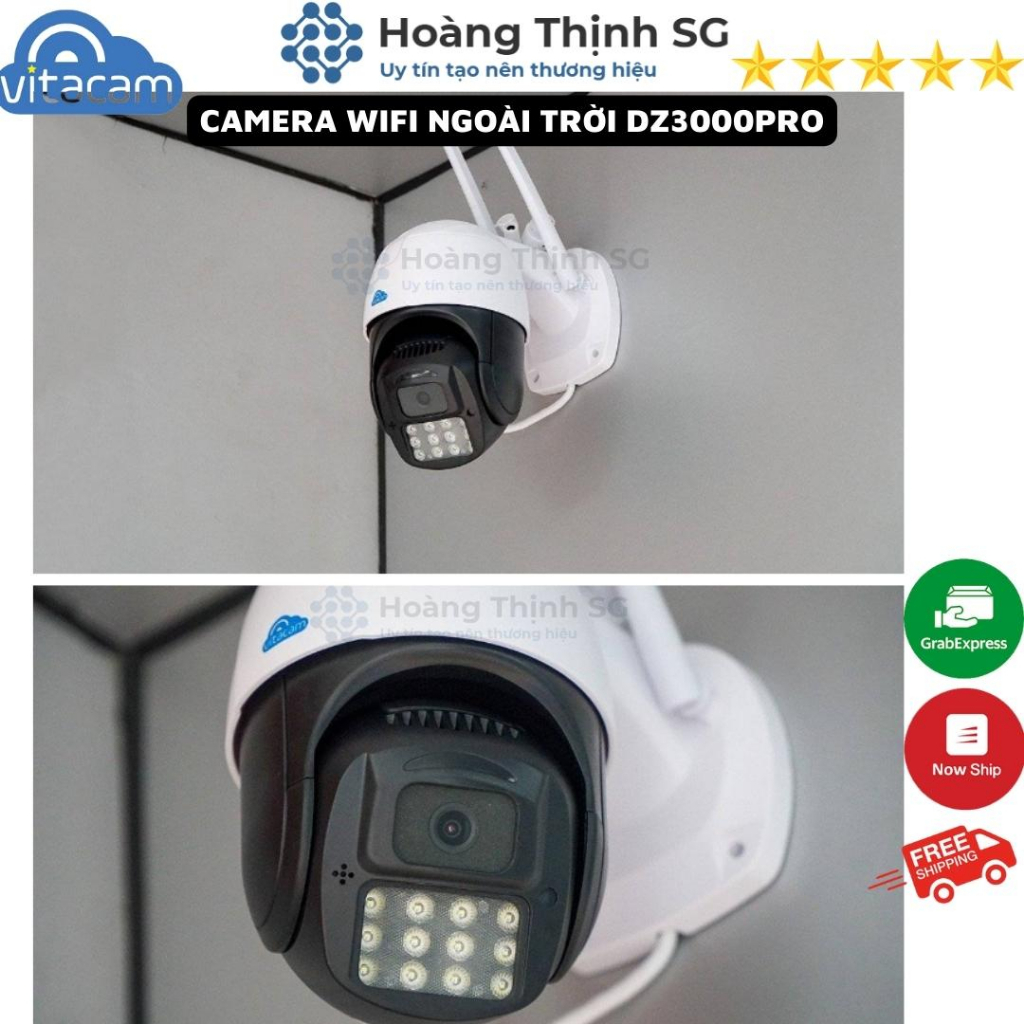 Camera Wifi Ngoài trời Vitacam DZ3000 Pro - 4mpx - 2K - 12 LED trợ sáng Quay đêm có màu, Đàm thoại 2 chiều - Mới 2023