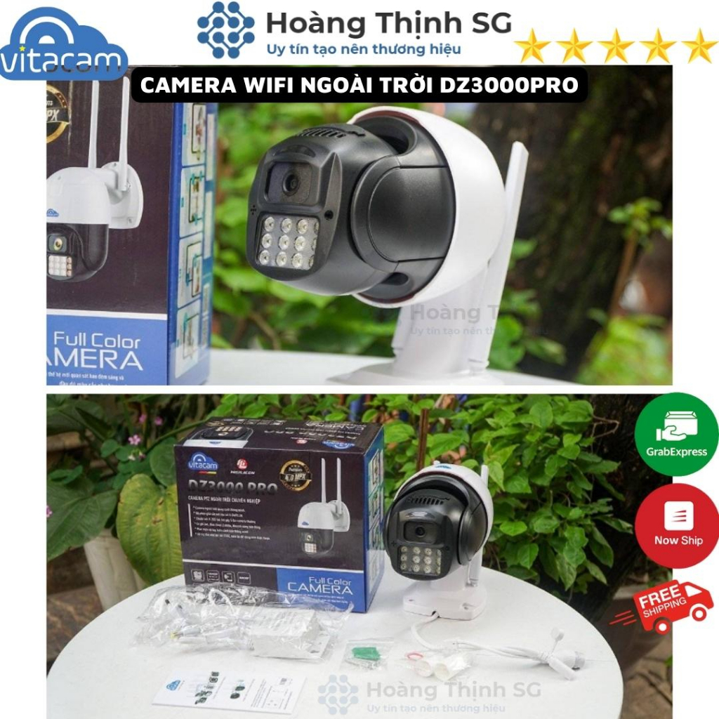 Camera Wifi Ngoài trời Vitacam DZ3000 Pro - 4mpx - 2K - 12 LED trợ sáng Quay đêm có màu, Đàm thoại 2 chiều - Mới 2023