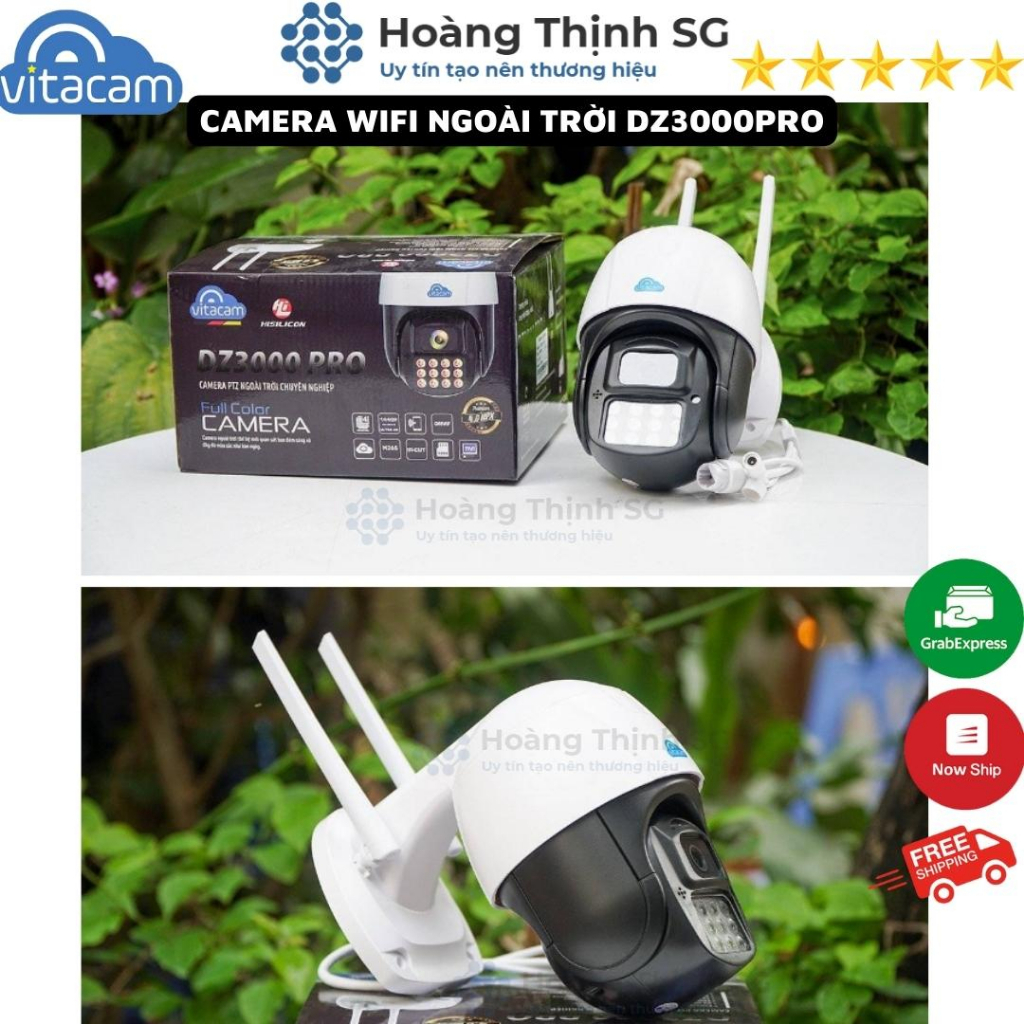 Camera Wifi Ngoài trời Vitacam DZ3000 Pro - 4mpx - 2K - 12 LED trợ sáng Quay đêm có màu, Đàm thoại 2 chiều - Mới 2023
