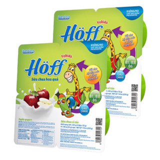 SỮA CHUA HOFF VỊ CHUỐI, TÁO, DÂU, NGUYÊN BẢN (Lốc 4 hộp x 55g)