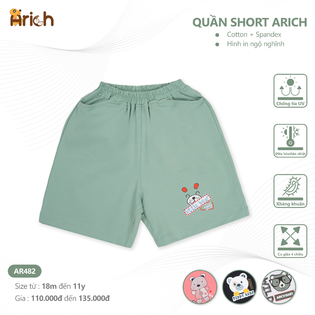 Quần Short Cotton Họa Tiết size 18m đến 11 tuổi,Đáng Yêu Cho Bé Co Giãn Thoáng Khí