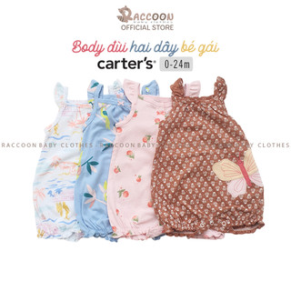 [3-24M | 4-12KG] Bộ đồ liền thân hai dây cúc trước romper body đùi bé gái xuất dư C.a.r.ter's