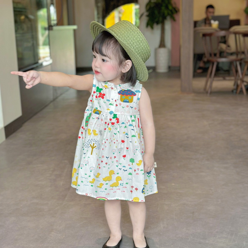 Váy Bé Gái WOWKIDS Babydoll Họa Tiết Dễ Thương, Đầm Hè Xinh Xắn Cho Bé Từ 10-20kg