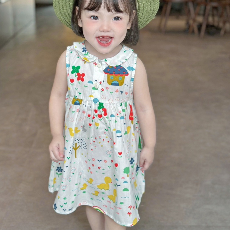 Váy Bé Gái WOWKIDS Babydoll Họa Tiết Dễ Thương, Đầm Hè Xinh Xắn Cho Bé Từ 10-20kg