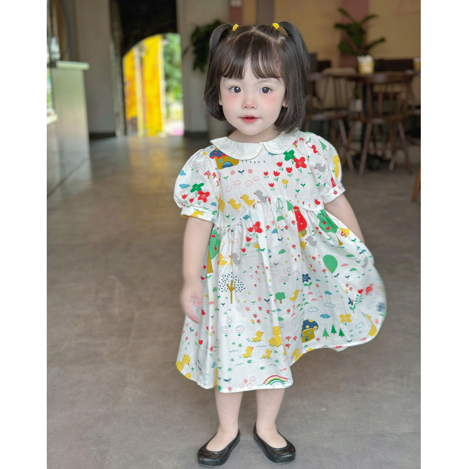 Váy Bé Gái WOWKIDS Babydoll Họa Tiết Dễ Thương, Đầm Hè Xinh Xắn Cho Bé Từ 10-20kg