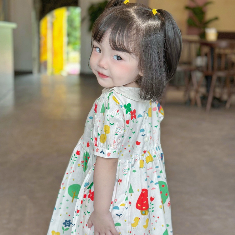 Váy Bé Gái WOWKIDS Babydoll Họa Tiết Dễ Thương, Đầm Hè Xinh Xắn Cho Bé Từ 10-20kg