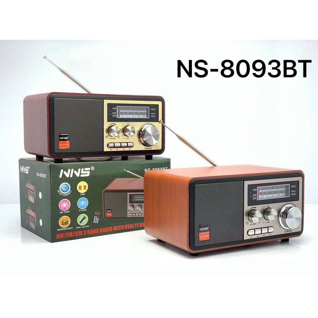 Đài Radio NS-8093BT, Bluetooth Chính Hãng NNS, Bắt Sóng FM, AM, /USB/TF, Cổng Thẻ Nhớ, Độ Bền Cực Cao. Bảo Hành 6 Tháng