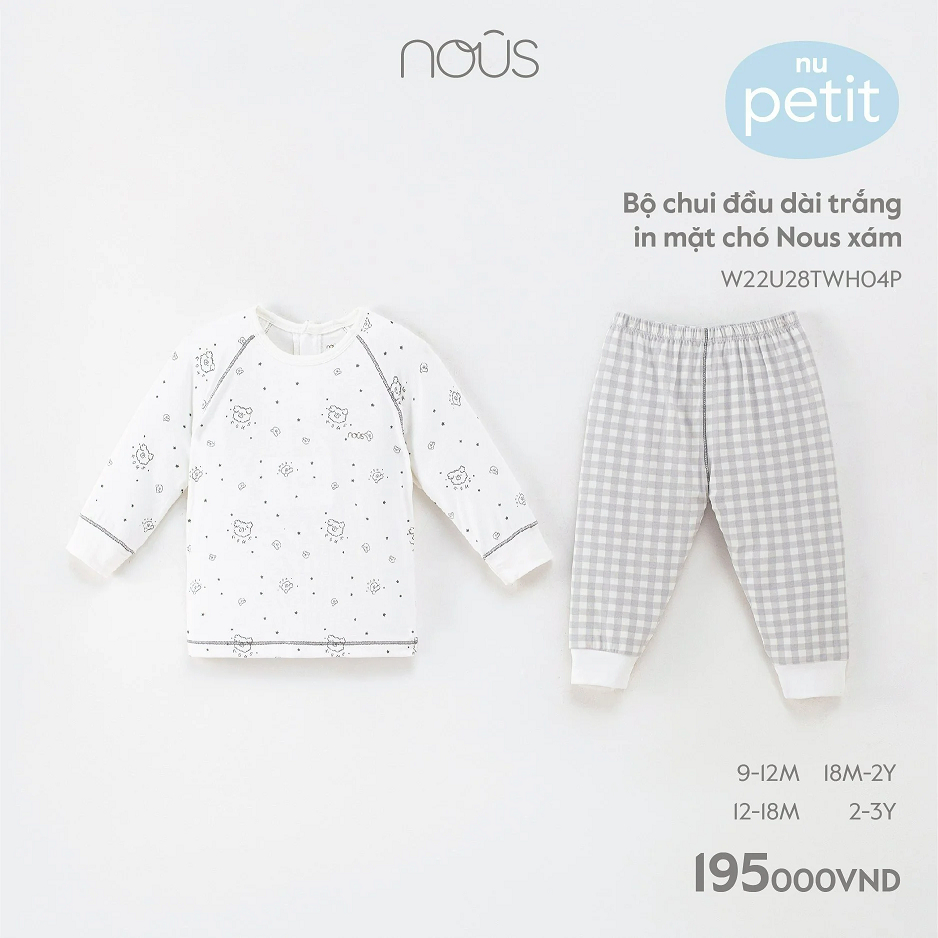 Bộ quần áo dài tay Nous - Bộ cài vai dài tay Nous