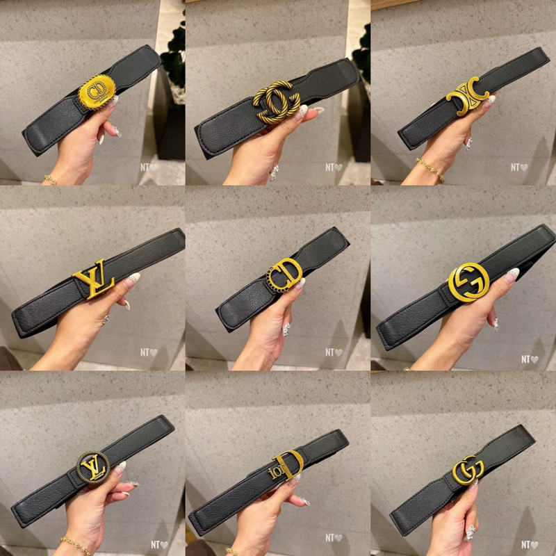 Đai váy đai da mặt mạ vàng bản vừa