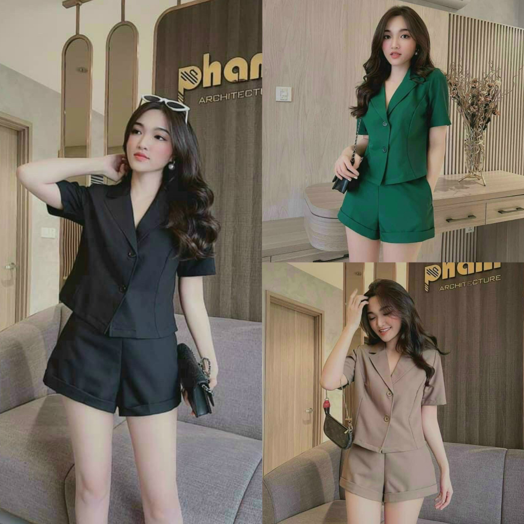 Set bộ đùi nữ tuyết nhung họa tiết áo vest tay ngắn phối quần cộc xắn gấu thiết kế đơn giản, nhẹ nhàng dành cho các nàng