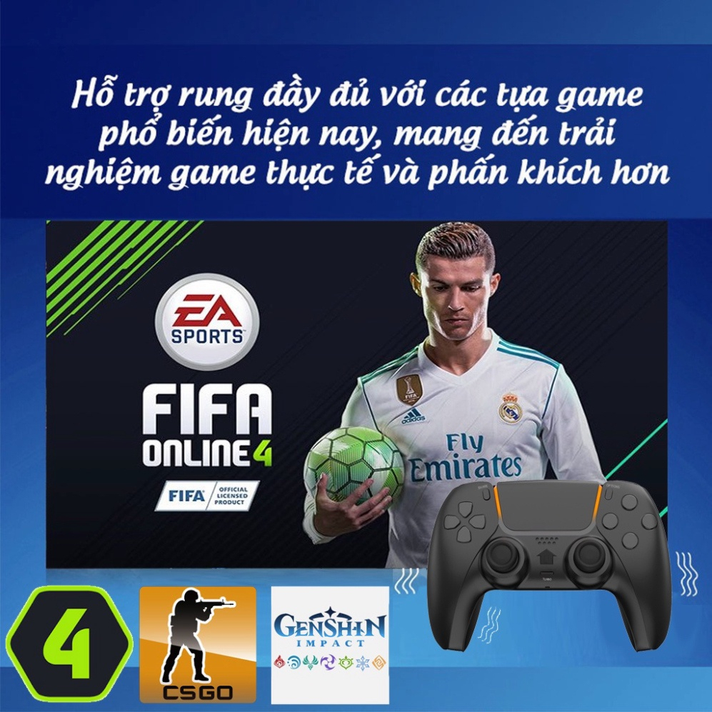 Tay cầm P4 Plus Trắng, tay cầm chơi game Fifa Online 4 có dây và không dây Bluetooth cho PC, Laptop, IOS, TV box, PSP