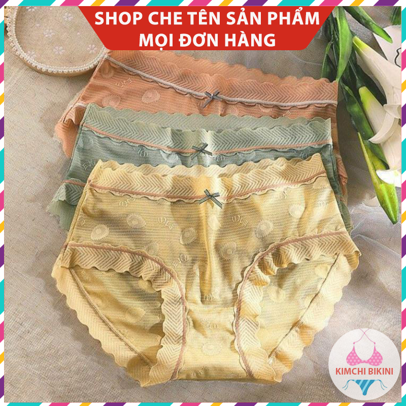 Quần lót ren lưng trung nữ tính quyến rũ thoáng khí nâng mông bụng KIMCHIBIKINI chip Nữ cotton tinh khiết mềm mại Ql165