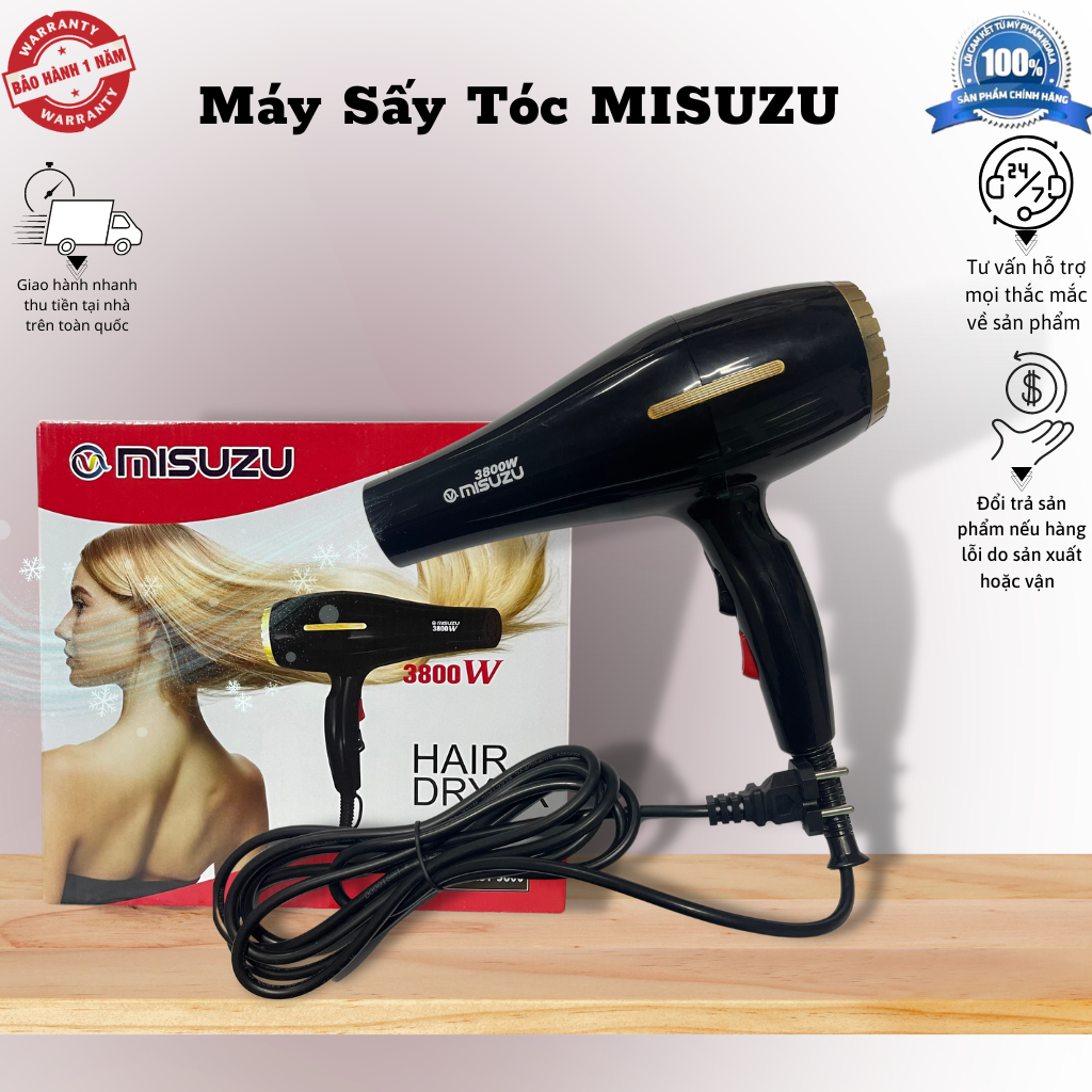 Máy Sấy Tóc 2 Chiều Nóng Lạnh MISUZU Công Suất Lớn 3800W (Hình ảnh video thực tế)