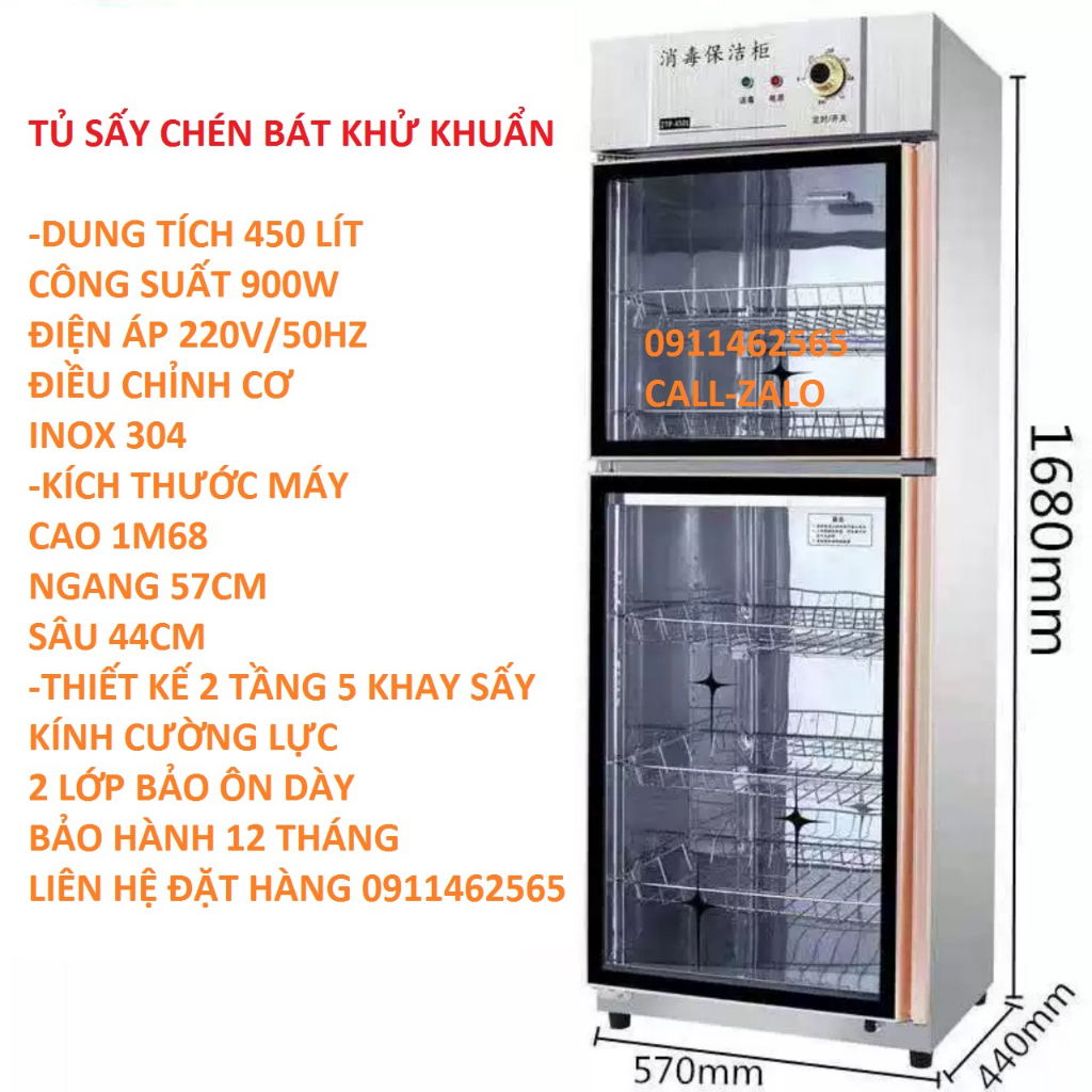 Tủ sấy diệt trùng khử khuẩn-sấy ly chén bát 450L -phù hợp dùng gia đình,nhà hàng-thiết kế lịch sự sang trọng